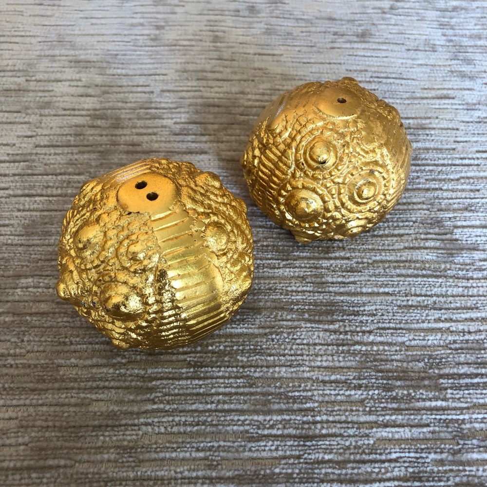 Anthropologie Nautical Matte Gold Salt and Pepper Shakers